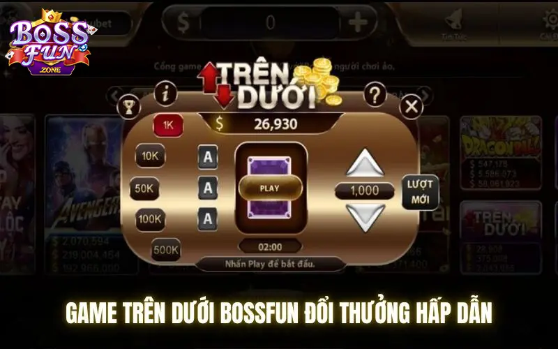 Game trên dưới hấp dẫn với tỷ lệ trúng thưởng cao