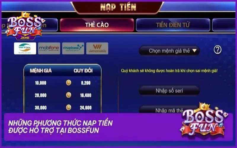 Hướng dẫn nạp tiền qua thẻ cào điện thoại